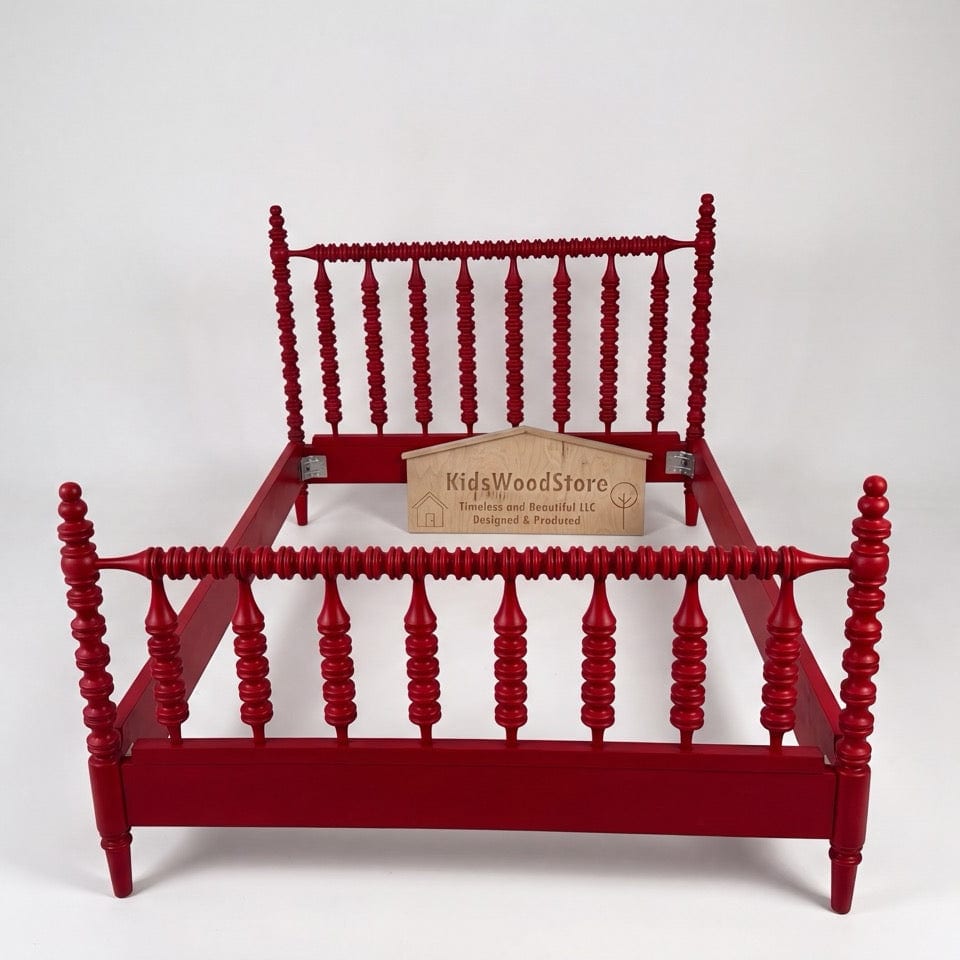 Jenny Lind Spindle Bed – Red Painted Finish, Custom Size and Color | Kids Wood Store