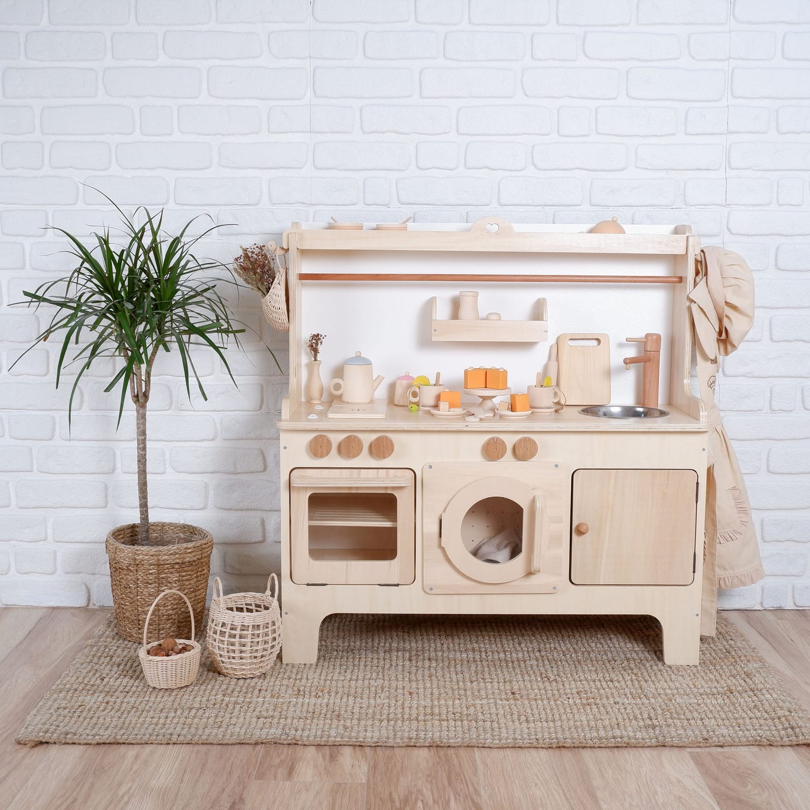 Wooden Play Kitchen Customizable Natural Wood | Kids Wood Store