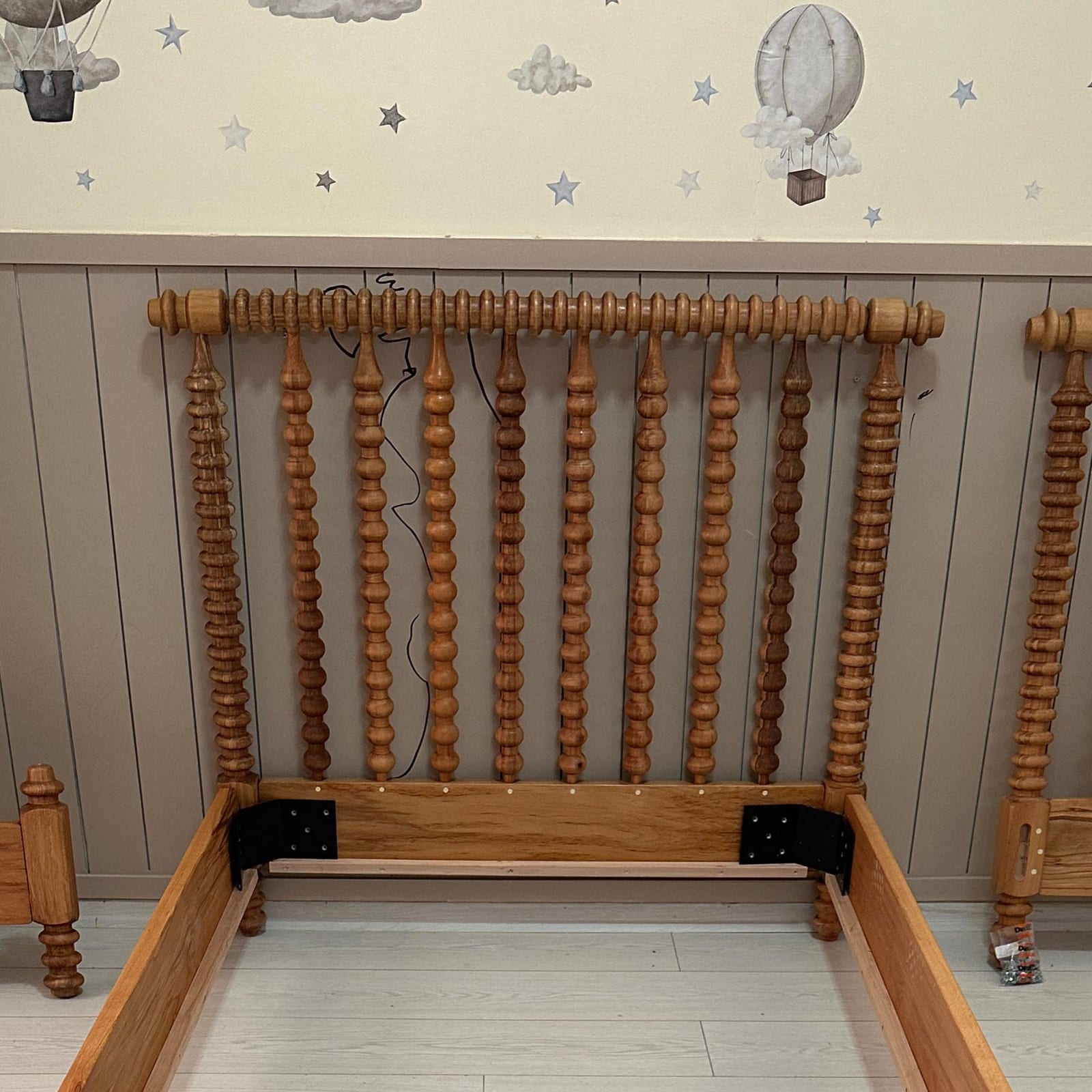 Jenny Lind Spindle Bed – Dark Oak Stained Finish, Custom Size and Color | Kids Wood Store