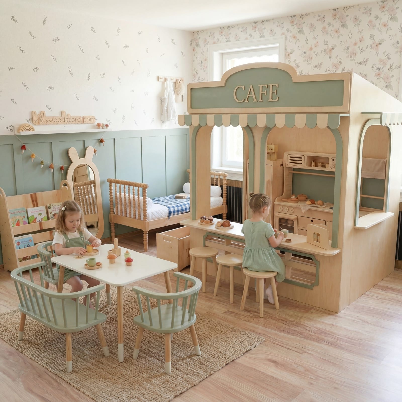 Handcrafted Indoor Role Play Café Playhouse with Furniture | Kids Wood Store