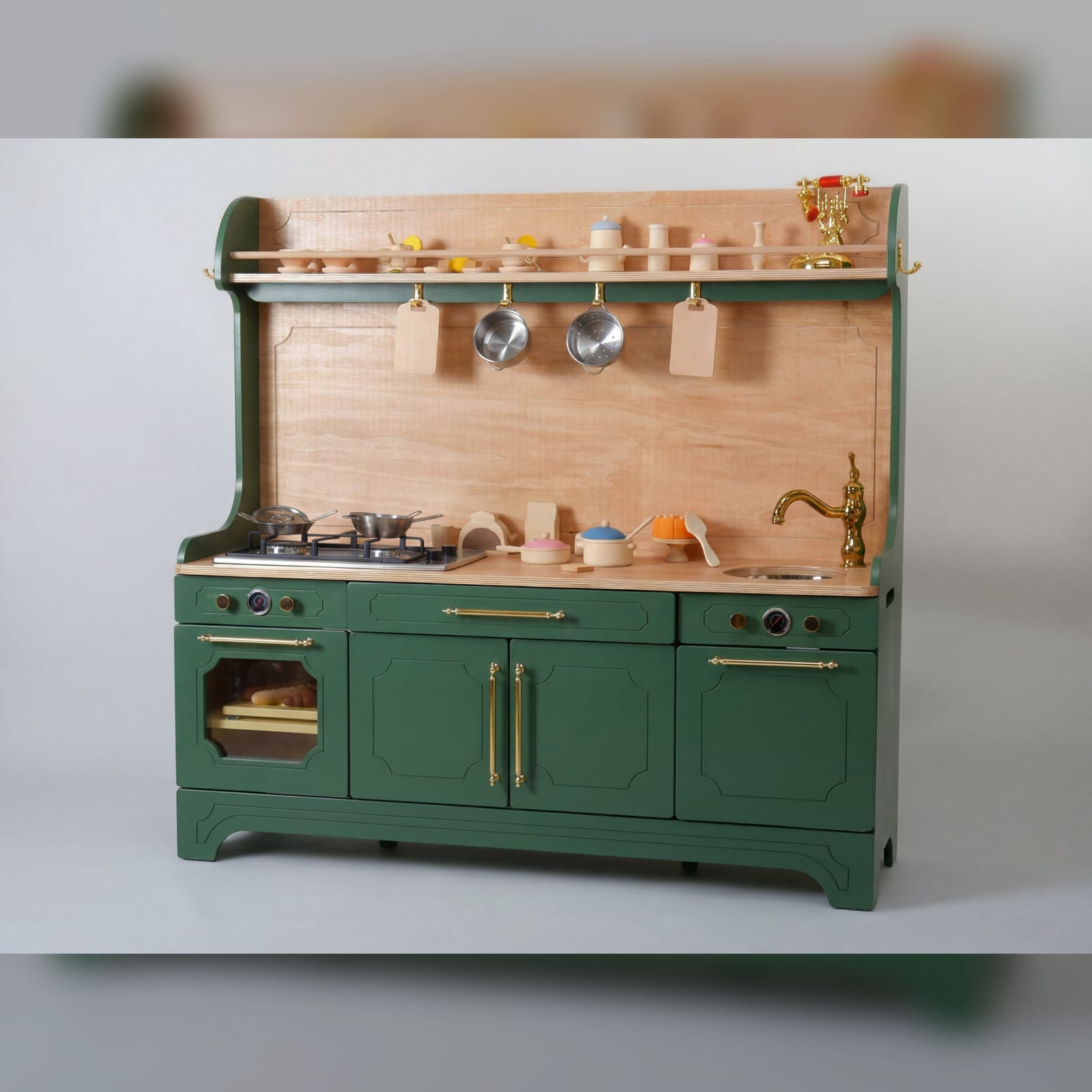 Pinnacle of Quality : Custom-Designed Wooden Play Kitchens Green | Kids Wood Store