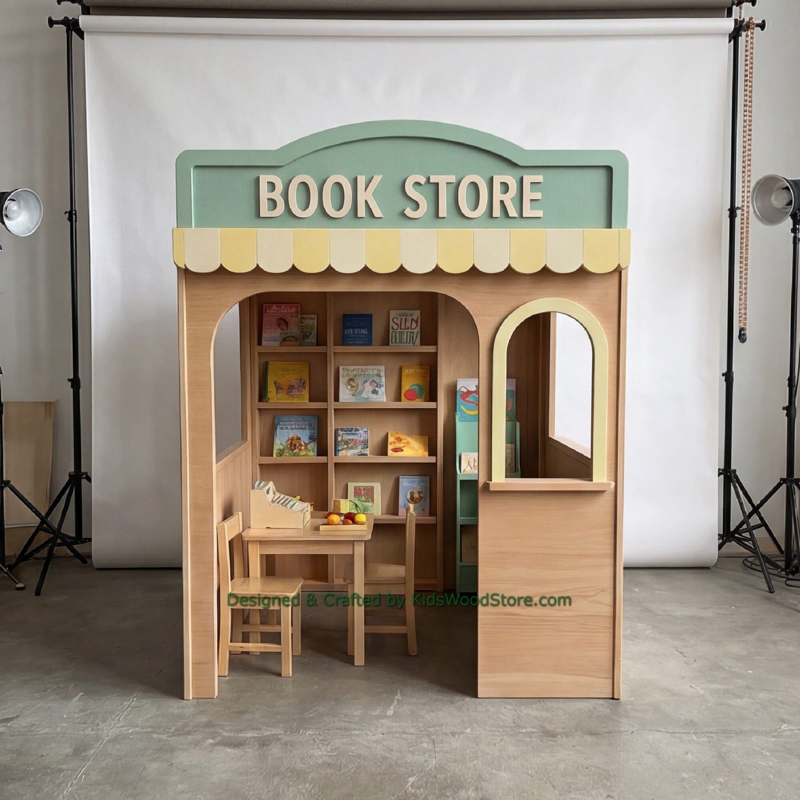 Wooden Book Store Playhouse + Furnitures for Kids | Kids Wood Store