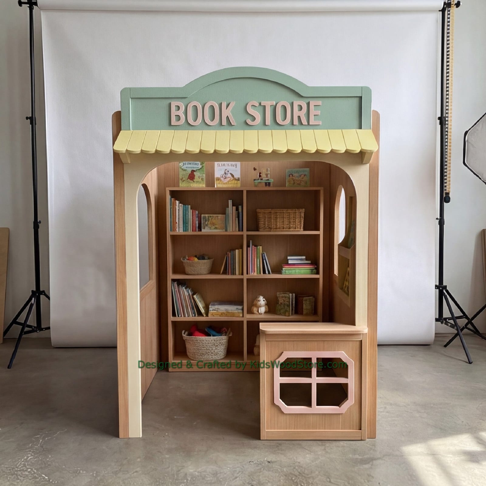Wooden Book Store Playhouse + Furnitures for Kids | Kids Wood Store
