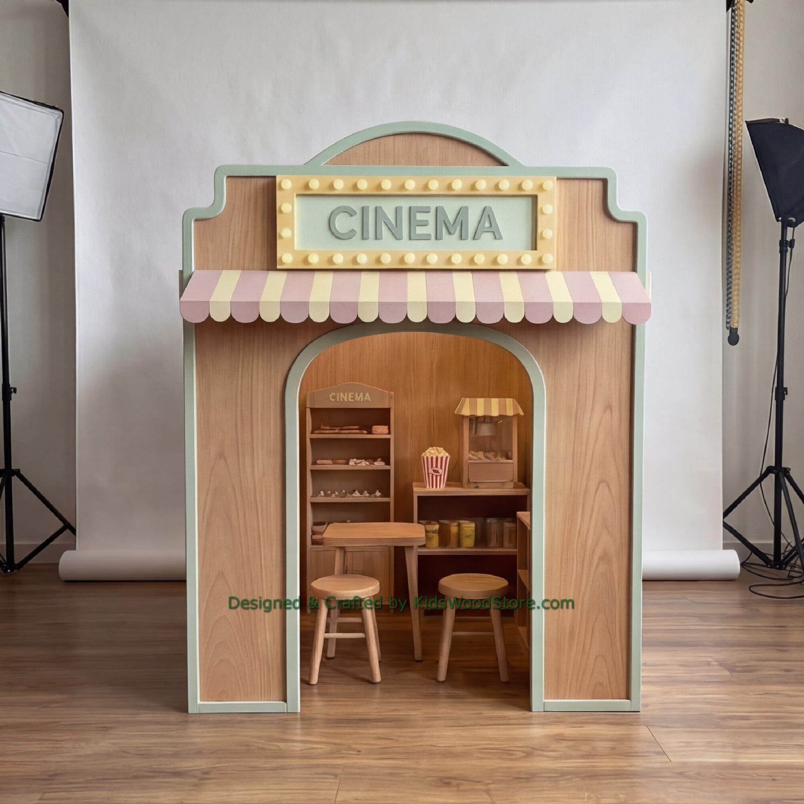 Wooden Cinema Playhouse + Furnitures for Kids | Kids Wood Store