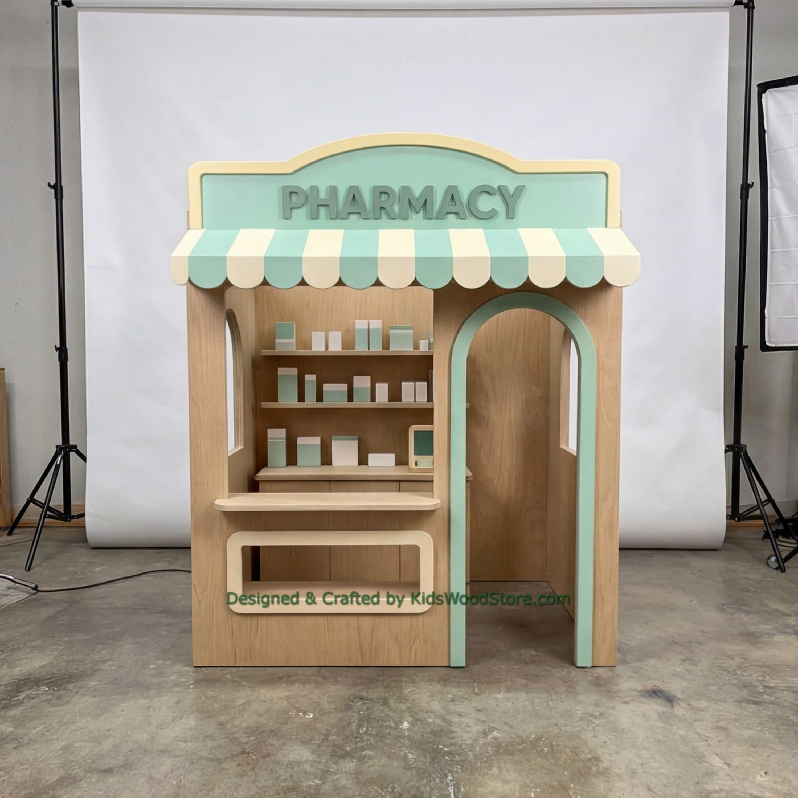 Wooden Pharmacy Playhouse + Furnitures for Kids | Kids Wood Store