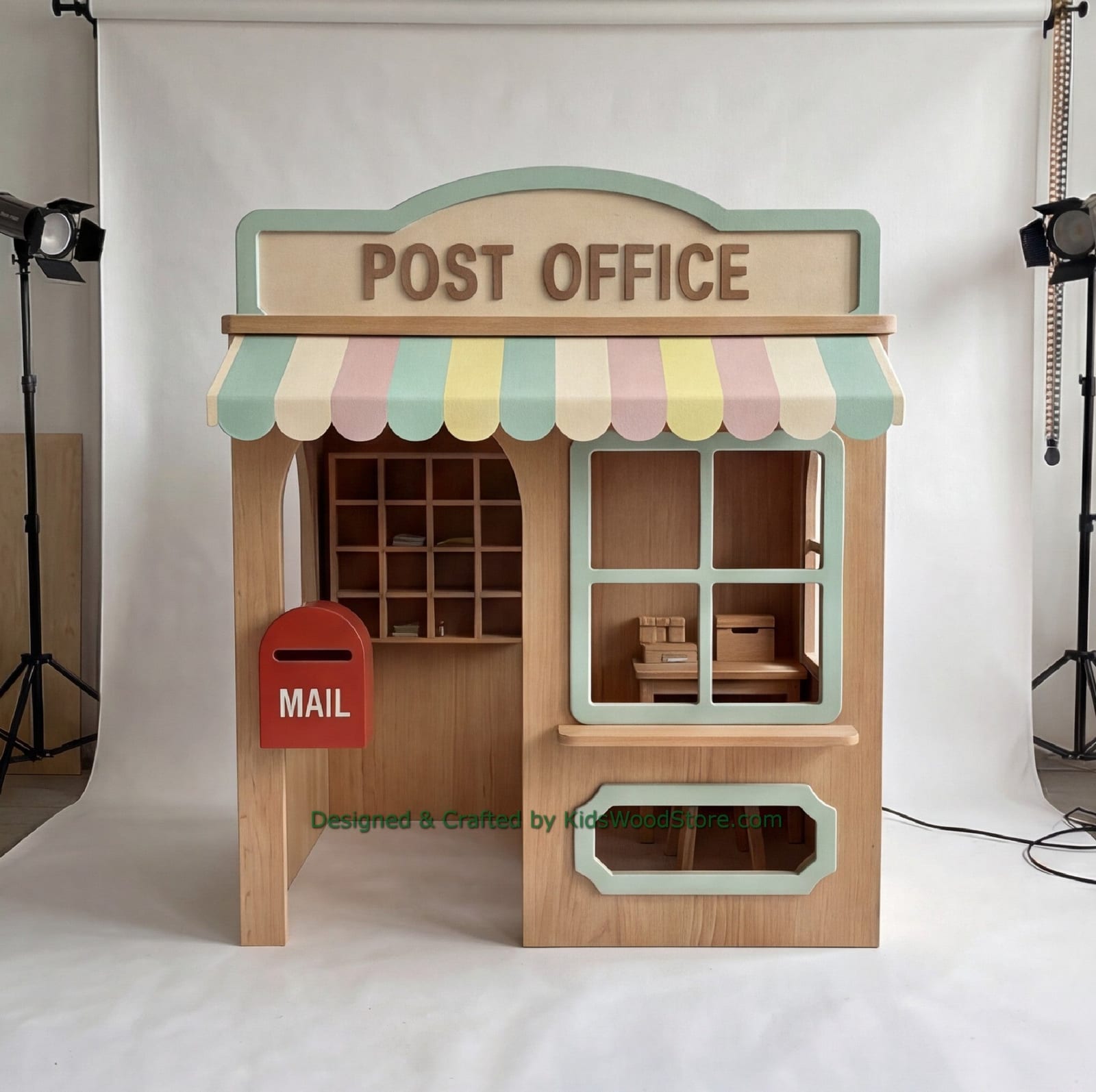 Wooden Post Office Playhouse + Furnitures for Kids | Kids Wood Store