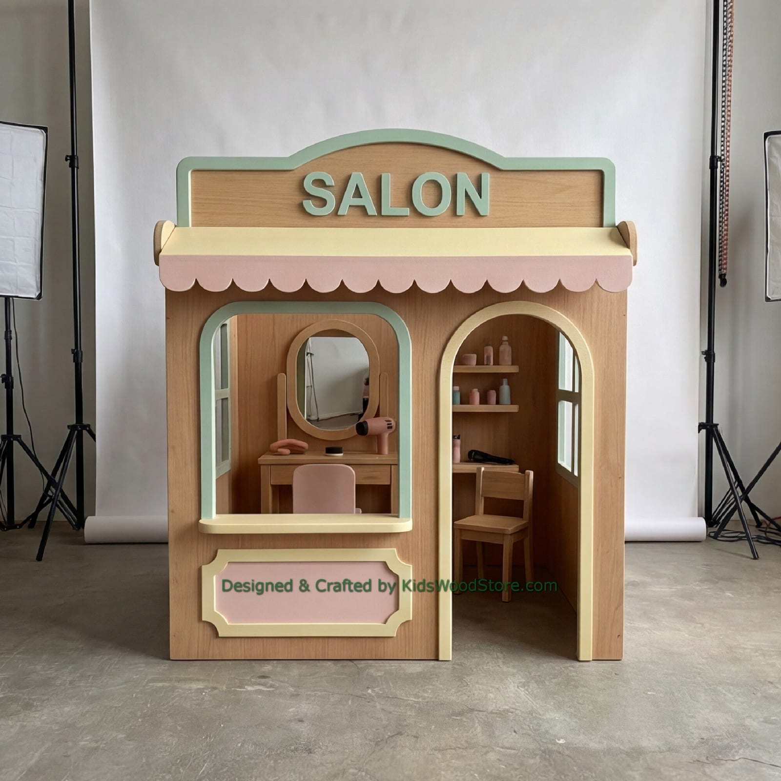 Wooden Salon Playhouse + Furnitures for Kids | Kids Wood Store