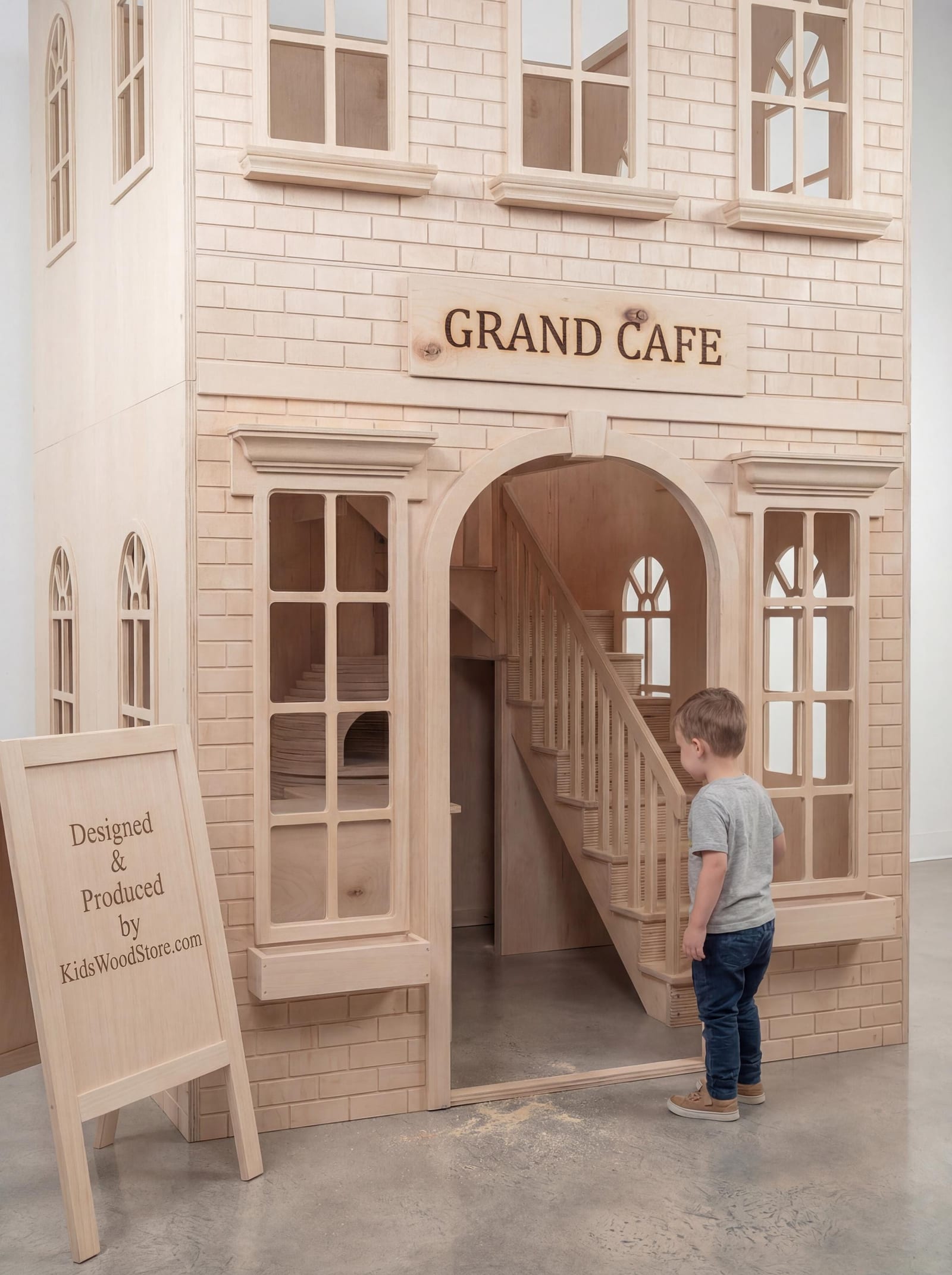 Two-Story Wooden Playhouse - Grand Café Concept, 11 ft Tall — 1