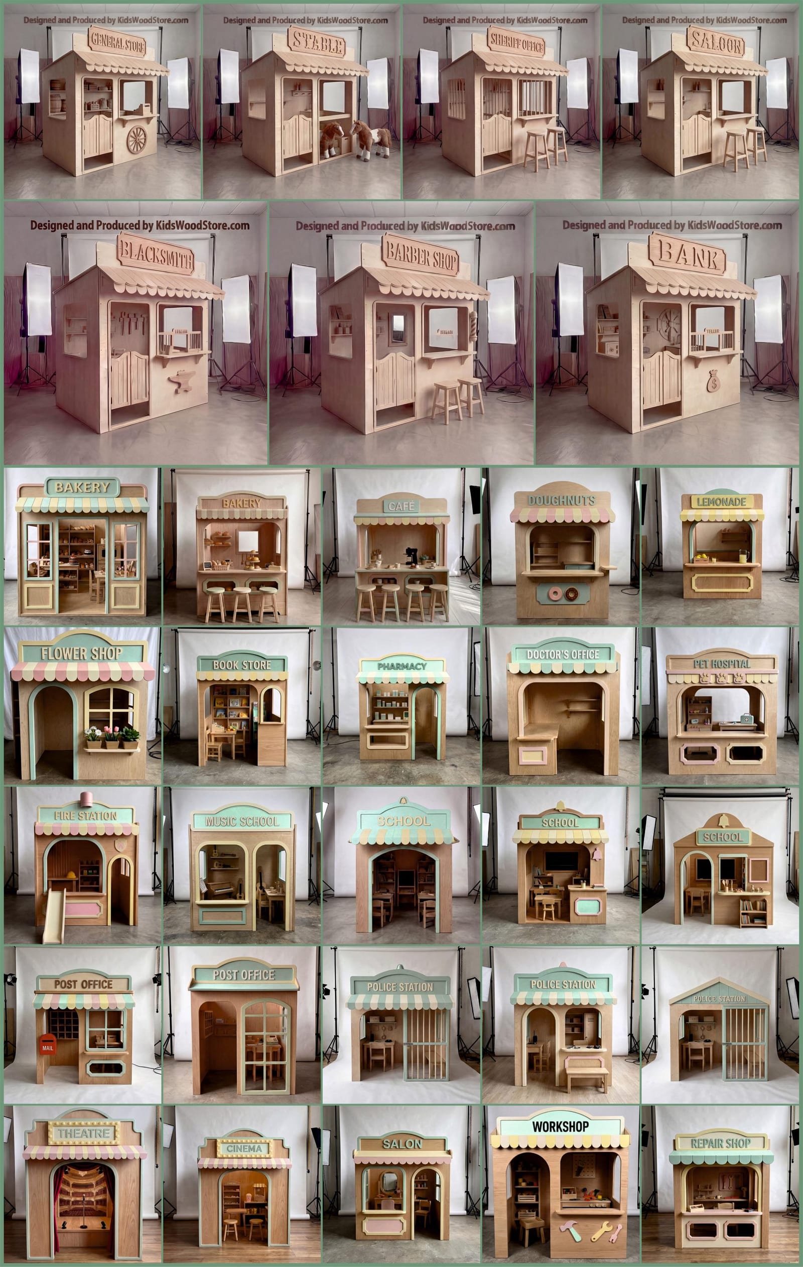 Wooden Cafe Playhouse + Furnitures for Kids - Personalized 25+ Themes — 8