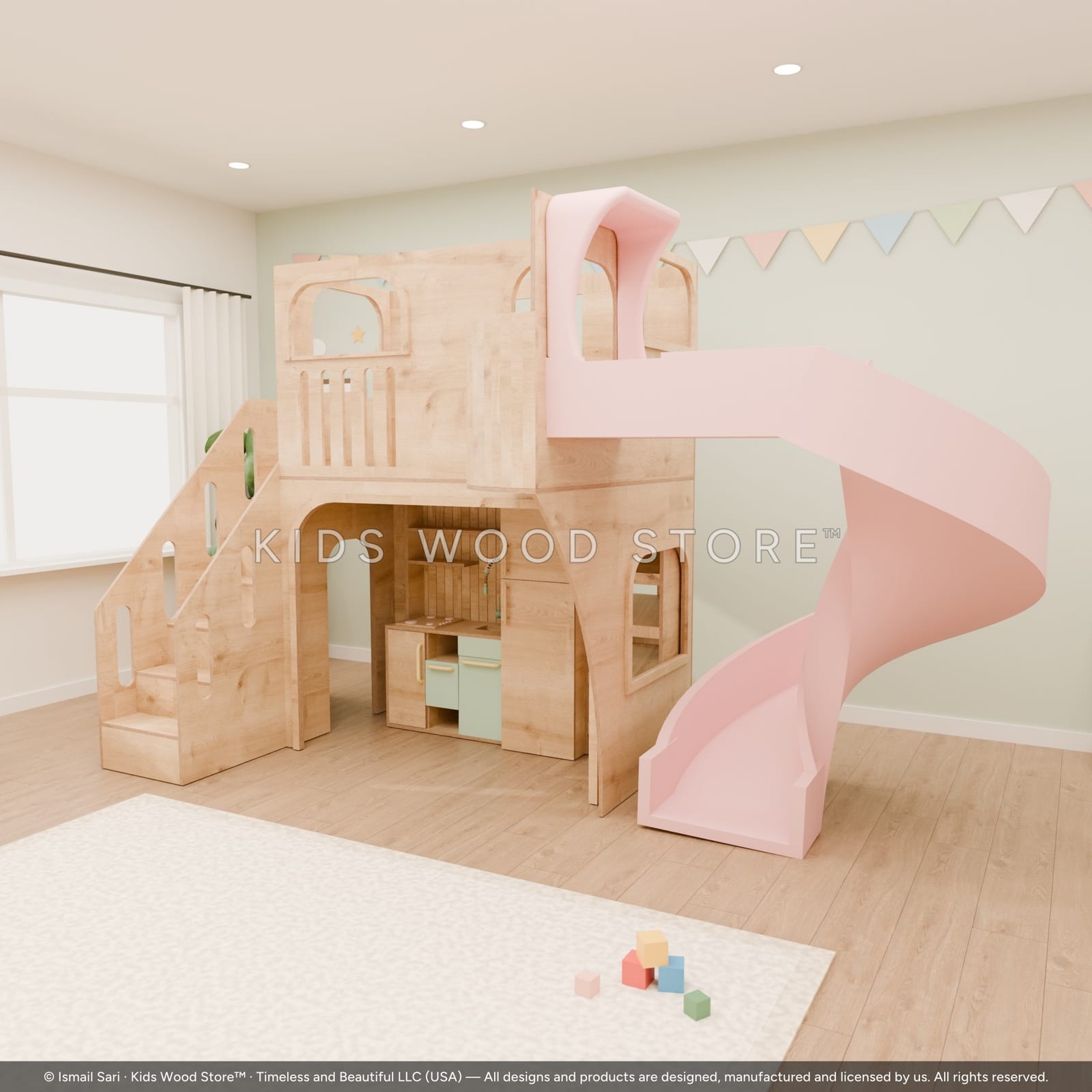 Bee Playhouse — photorealistic room render, room view